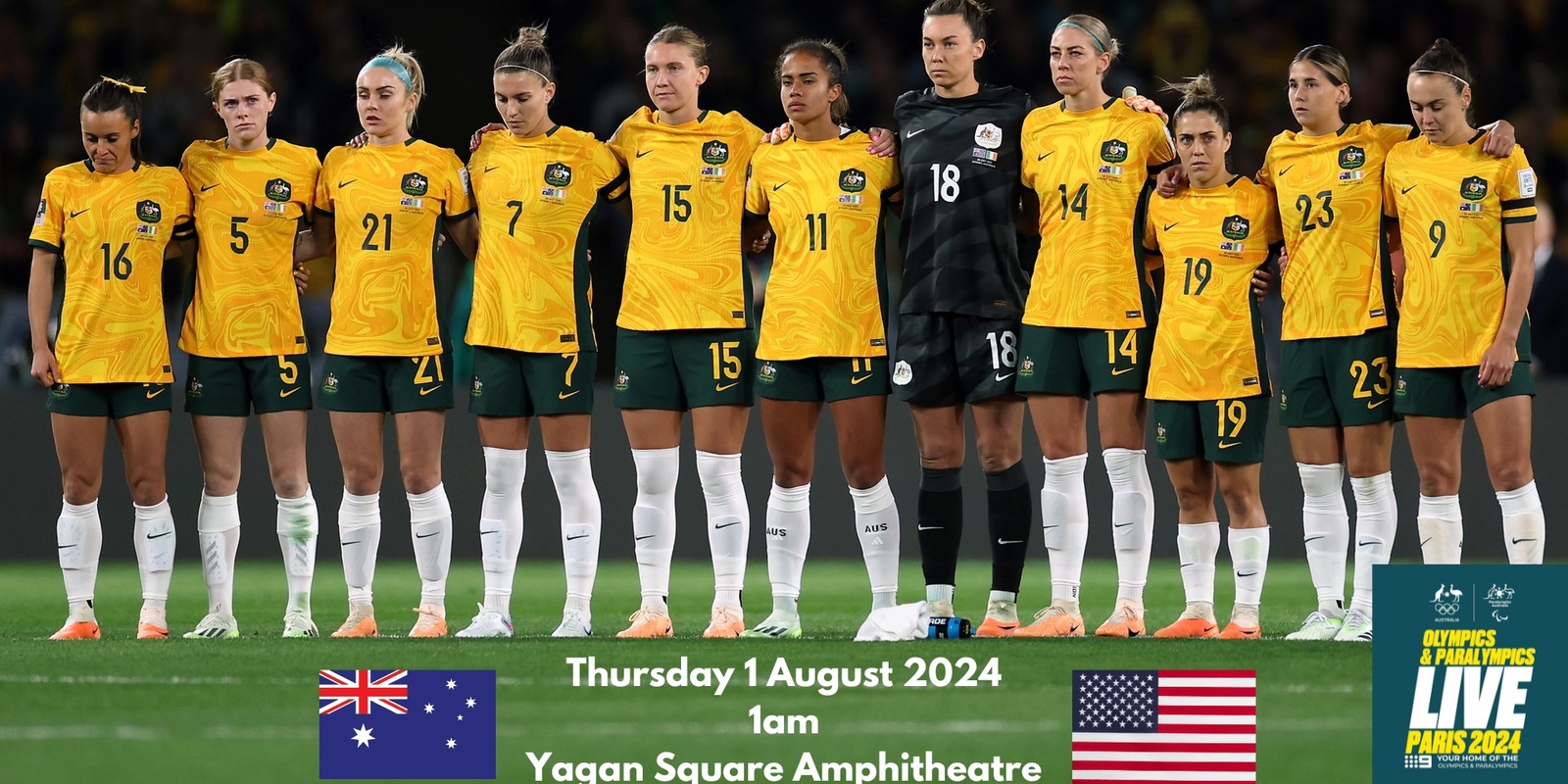 Banner image for Women's Football | Australia (Matildas) v United States - Olympics & Paralympics LIVE at Yagan Square