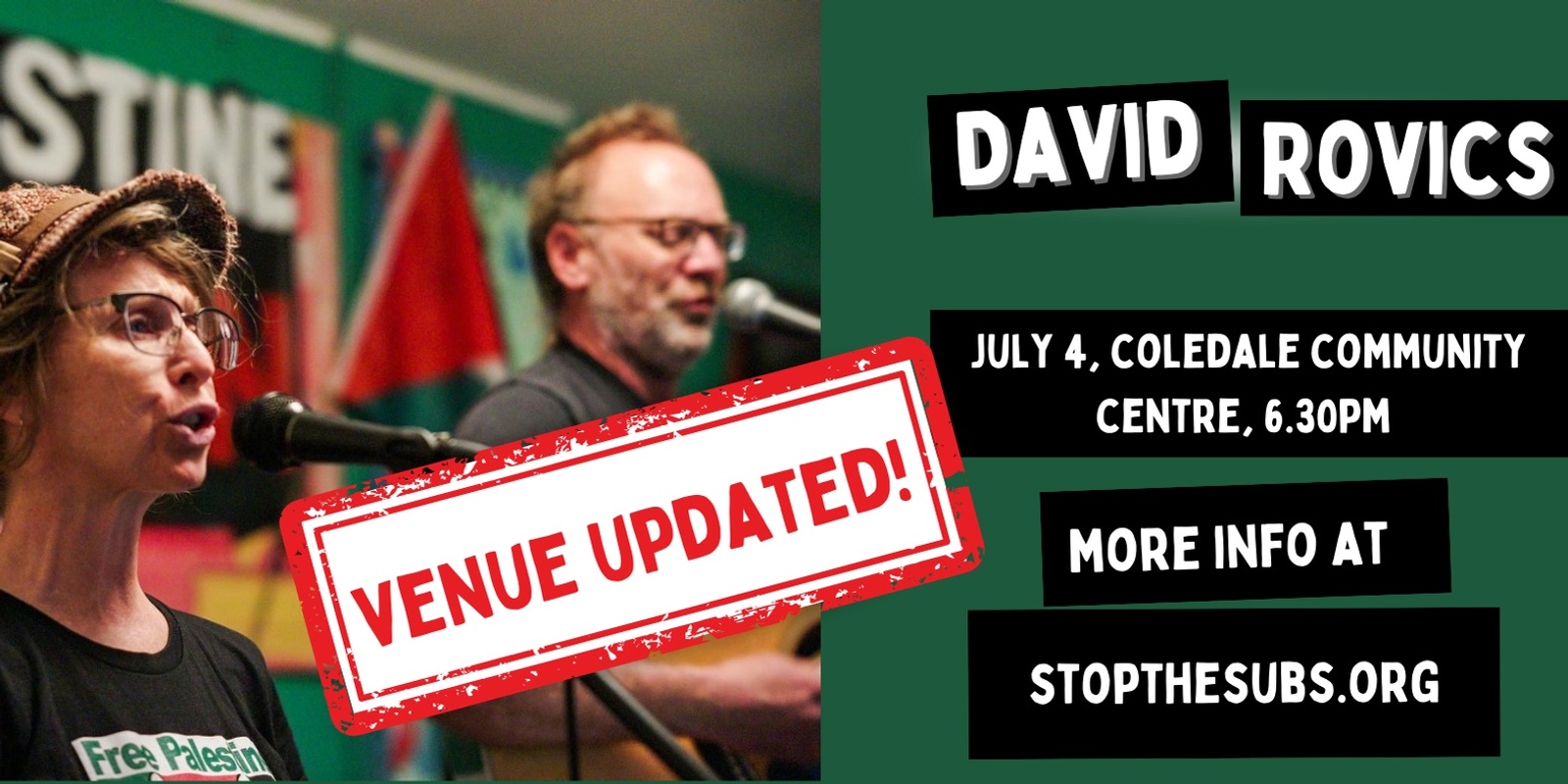 Banner image for David Rovics in concert at Coledale