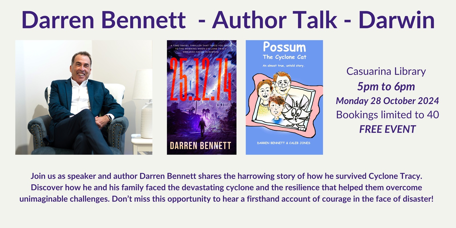 Banner image for Darren Bennett Author Talk  - Cyclone Tracy