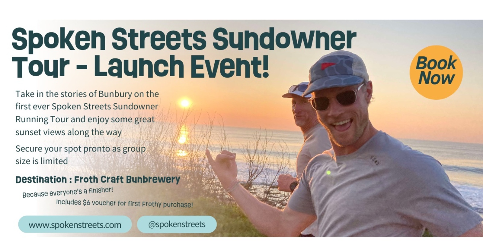 Banner image for Spoken Streets 5K Sundowner Running Tour- Launch Event!