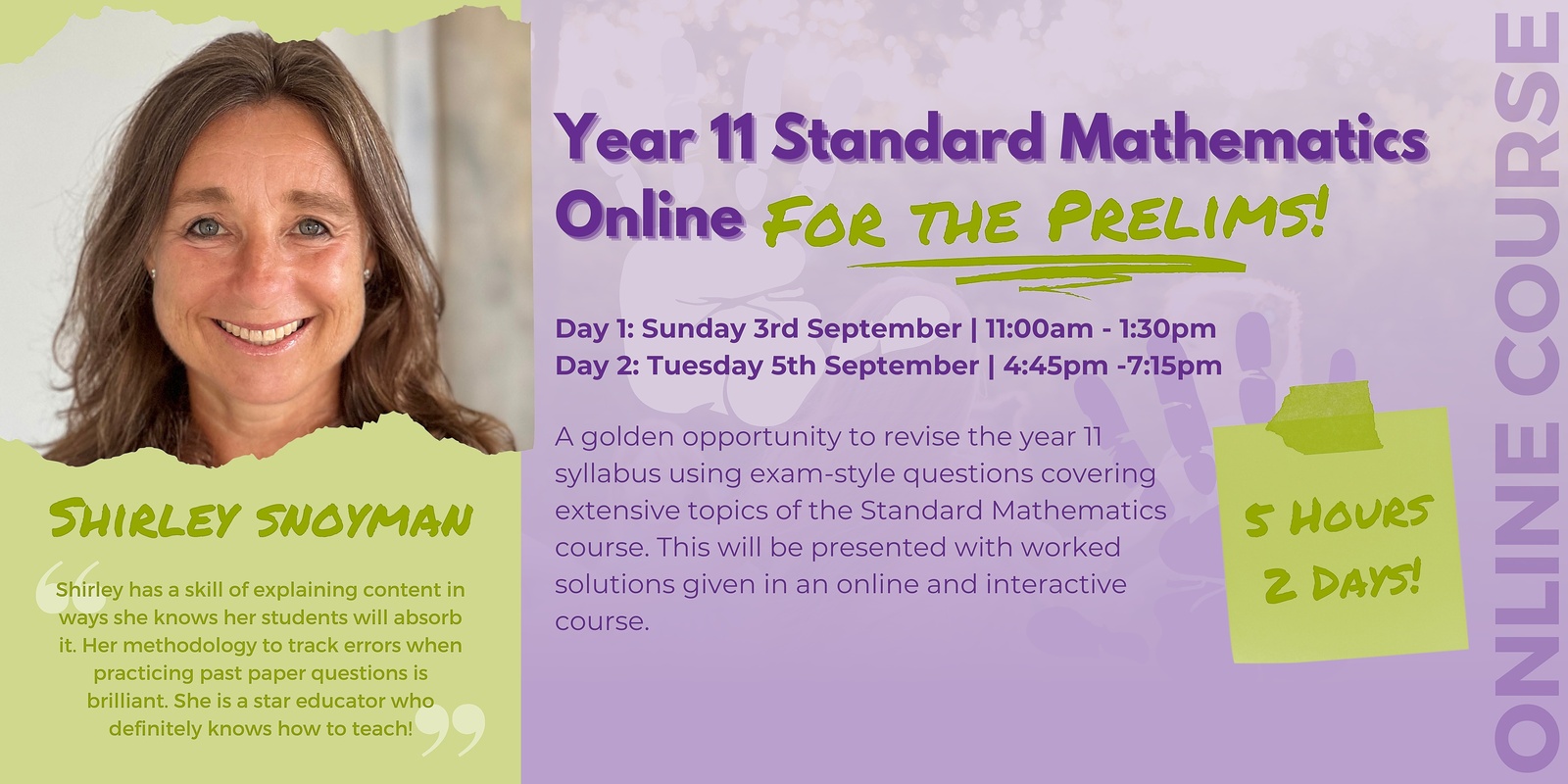 Banner image for Year 11 Standard Mathematics Preparation for the Preliminary Exam