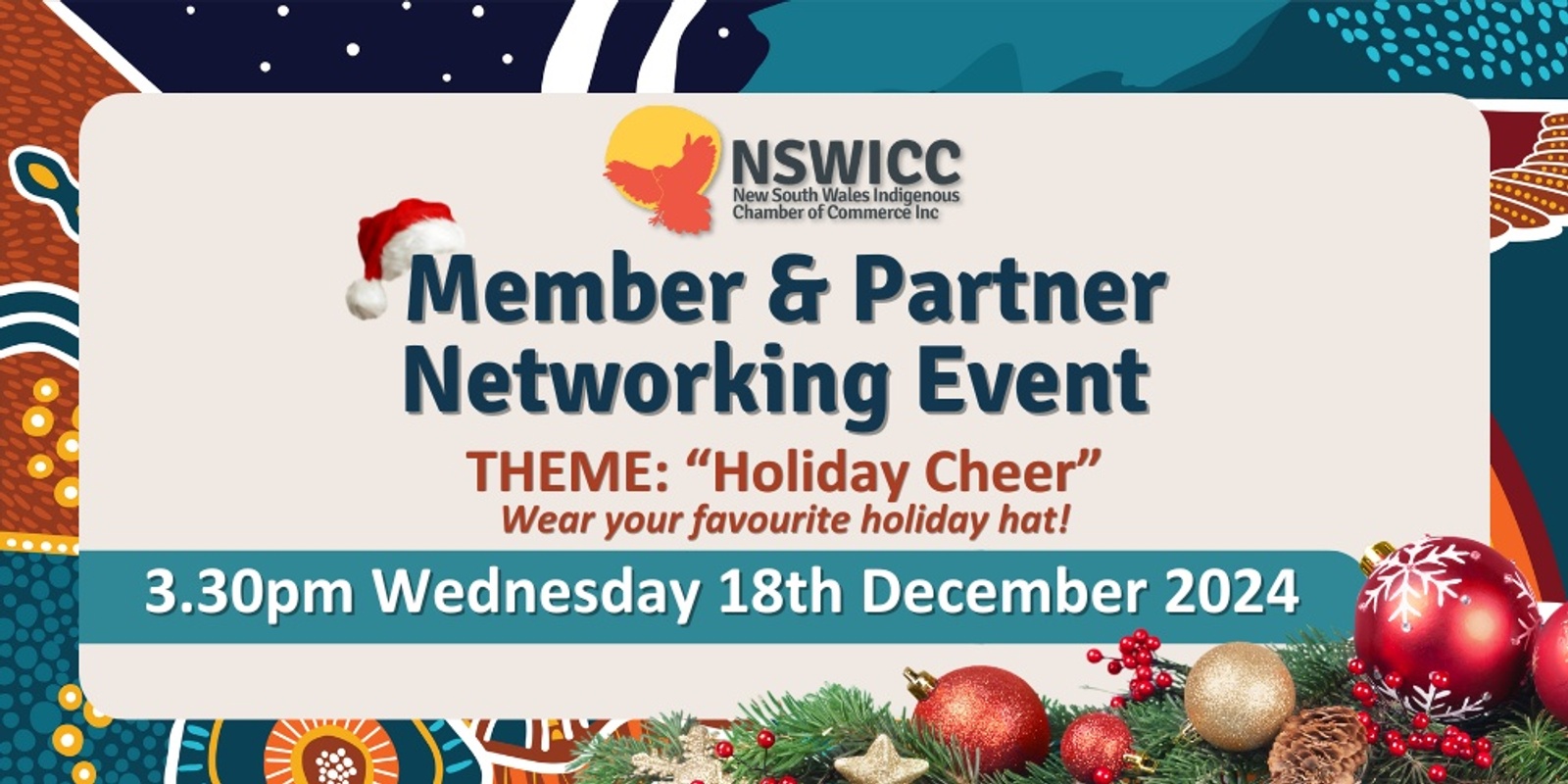 Banner image for NSWICC Member & Partner Networking Event - 'Holiday Cheer' - Bring along your favourite holiday hat - 18th December 2024