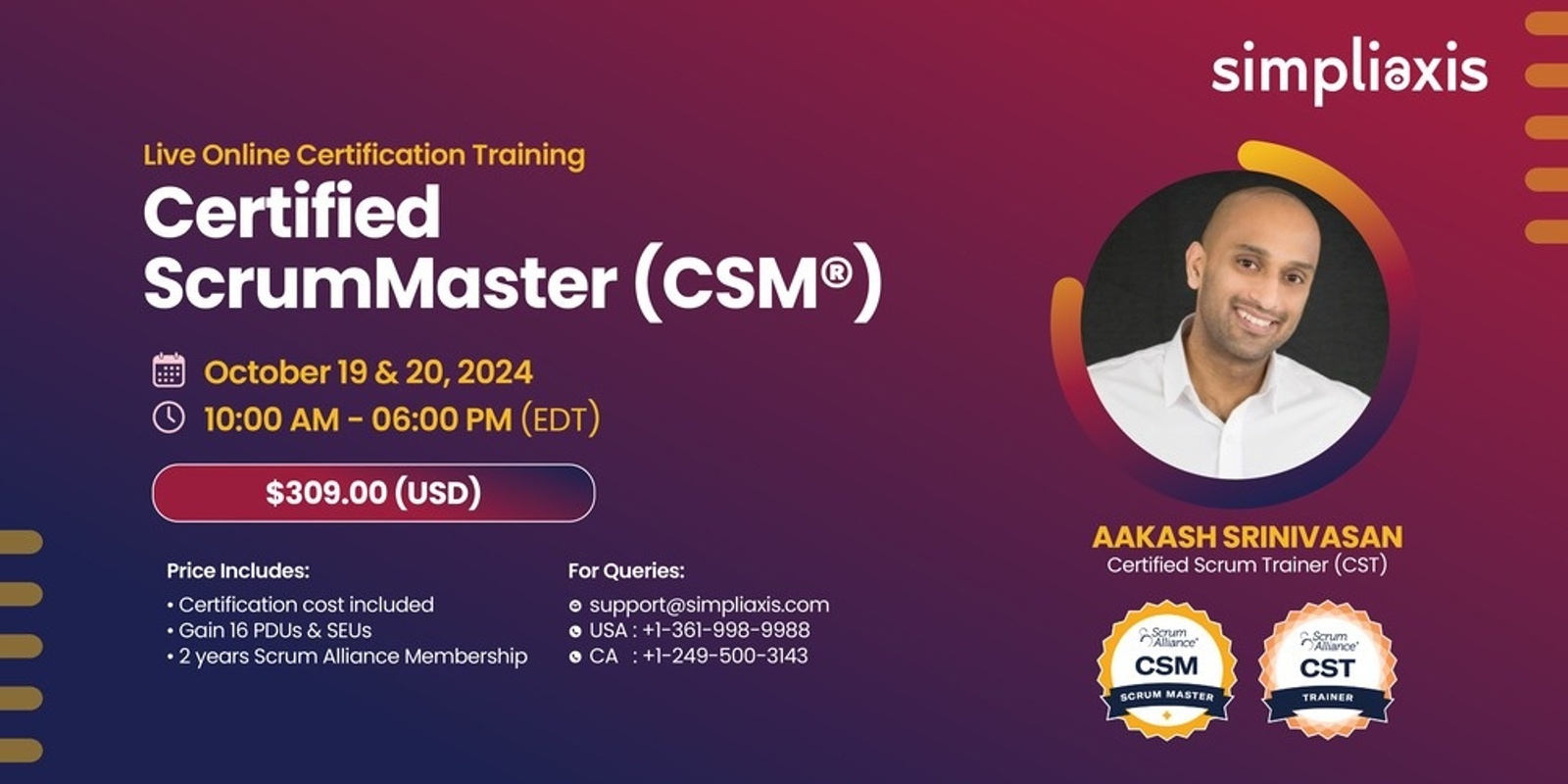 Banner image for CSM Certification Course - October 19th and 20th 2024