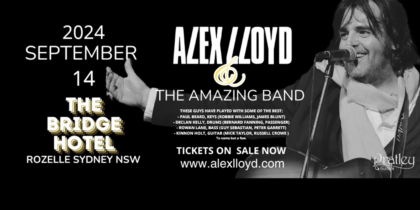 Banner image for ALEX LLOYD & The Amazing Band  The Bridge Hotel 14th SEPT + special guest Isaac Lloyd 