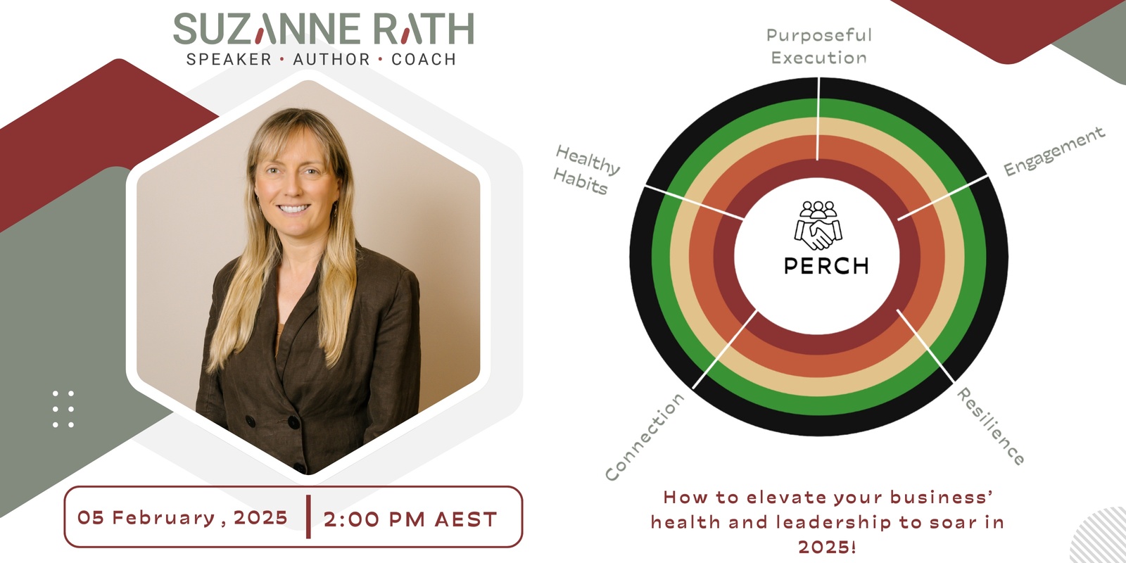 Banner image for PERCH- How to elevate your business’ health and leadership to soar in 2025!