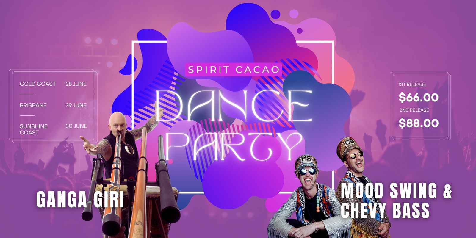 Banner image for Brisbane | DANCE PARTY - GANGA GIRI, MOOD SWING & CHEVY BASS | Saturday 29 June