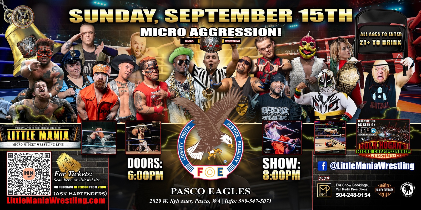 Banner image for Pasco, WA - Micro-Wrestling All * Stars: Little Mania Joins the Eagles for Sunday Night Slamdown!