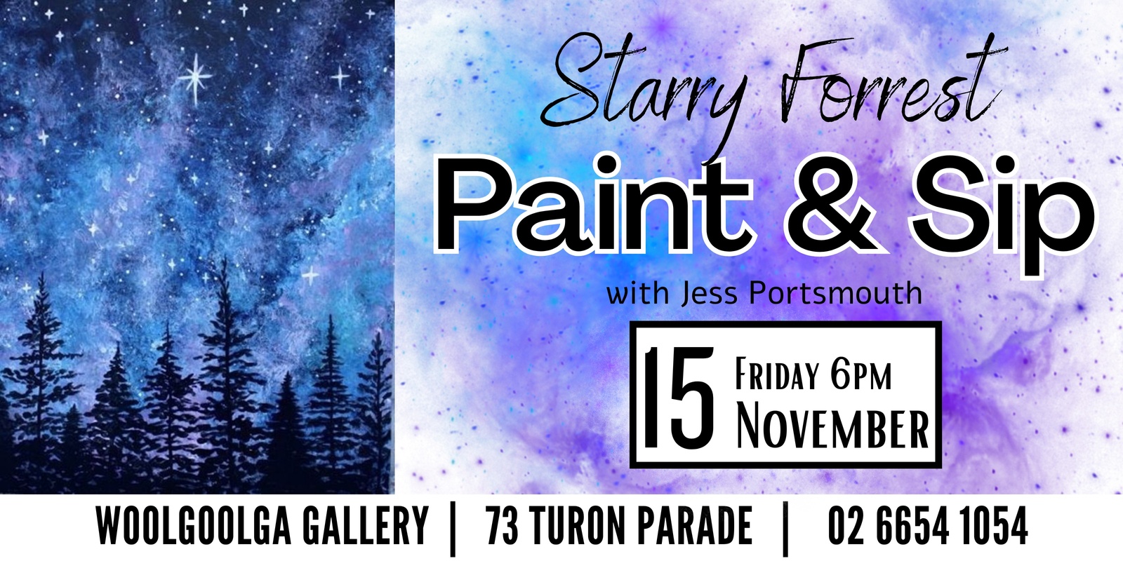 Banner image for Starry Forrest - Paint & Sip @Woolgoolga Gallery with Jess Portsmouth