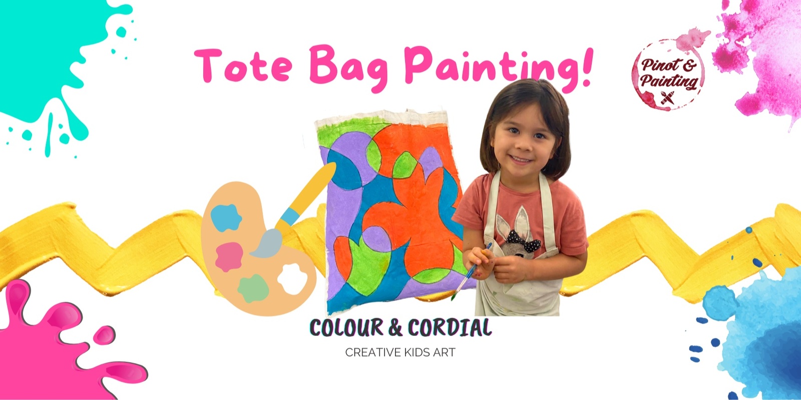 Banner image for School Holidays Junior Sip & Paint: Tote Bags! @ The General Collective