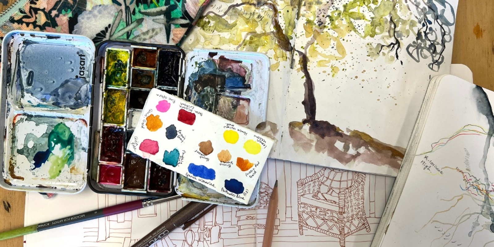 Banner image for Taking your watercolours travelling - sketchbook drawing and watercolour painting - AUGUST
