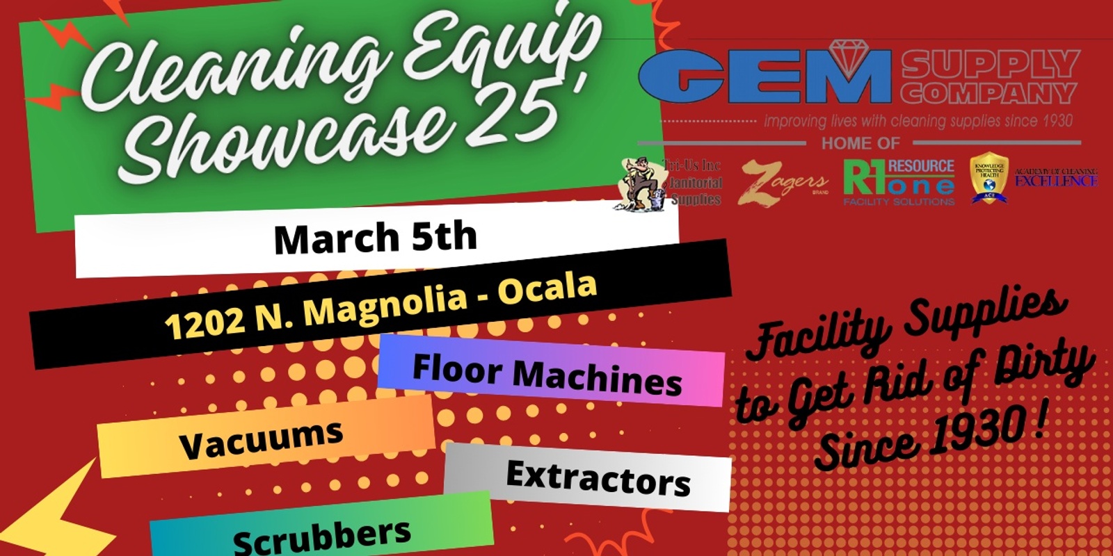 Banner image for GEM Supply Cleaning Equipment Showcase * Ocala*  3.5.25 