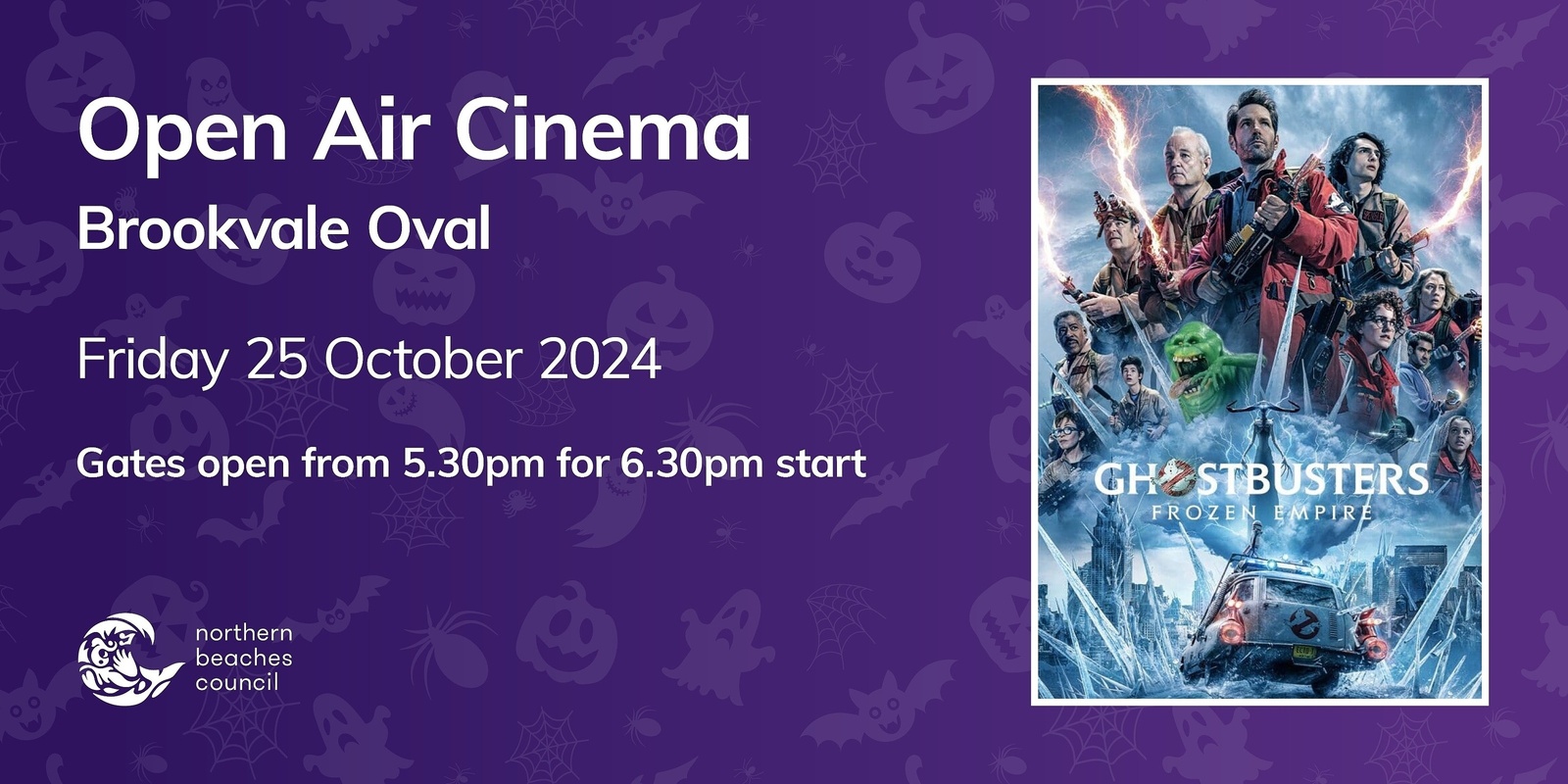 Banner image for Open Air Cinema, Brookvale - Friday 25 October 2024 - Ghostbusters: Frozen Empire