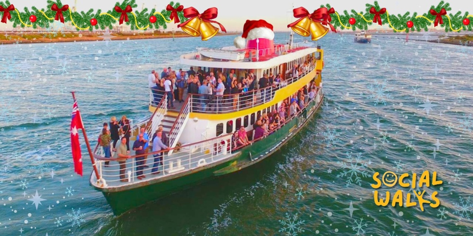 Banner image for Melbourne Social Walks - 2024 Xmas Party Boat Cruise (4 Hour Food & Drinks Package Included)