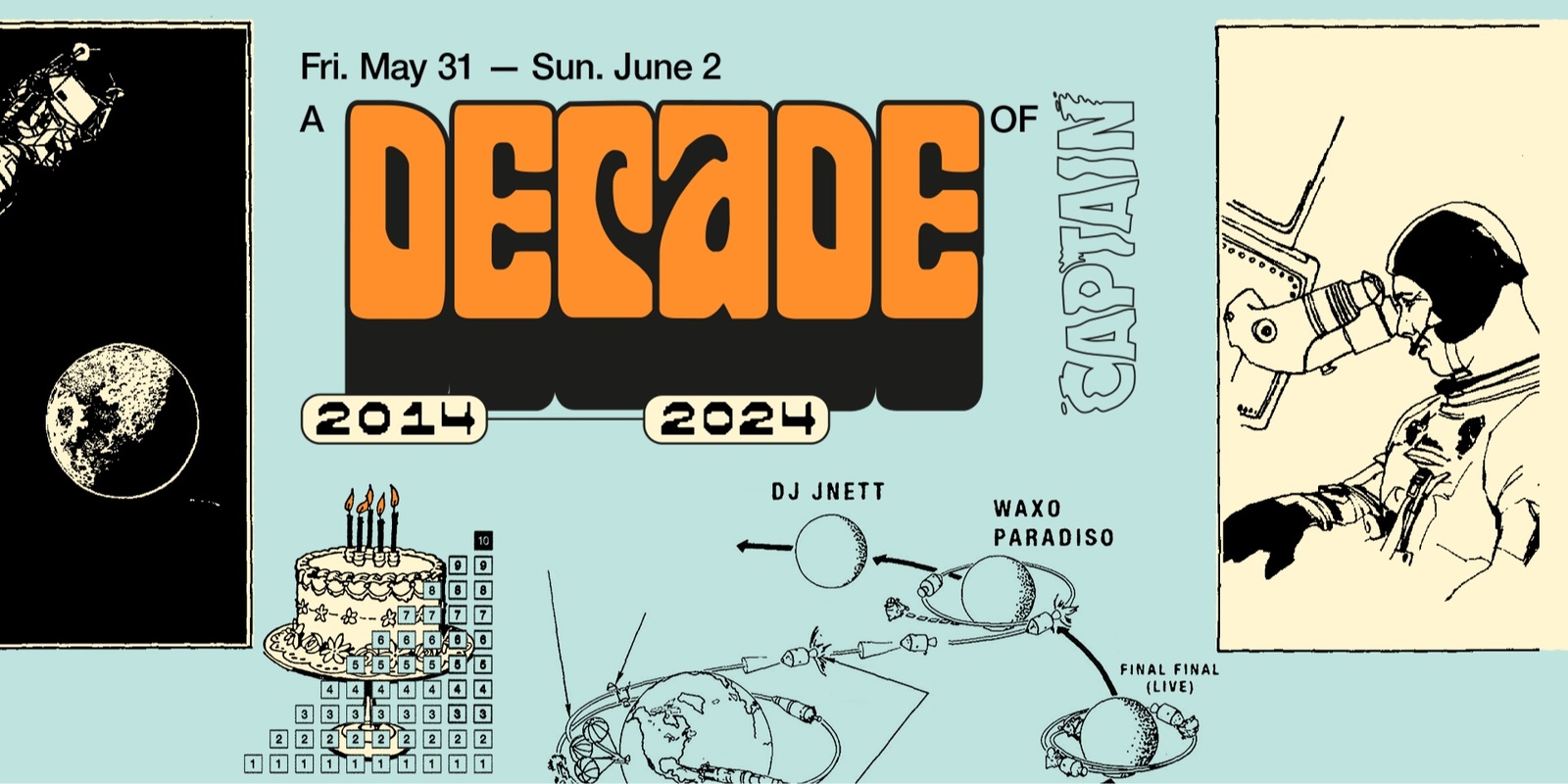 Banner image for A Decade of Captain 🎂 Waxo Paradiso, DJ Jnett + stacks more