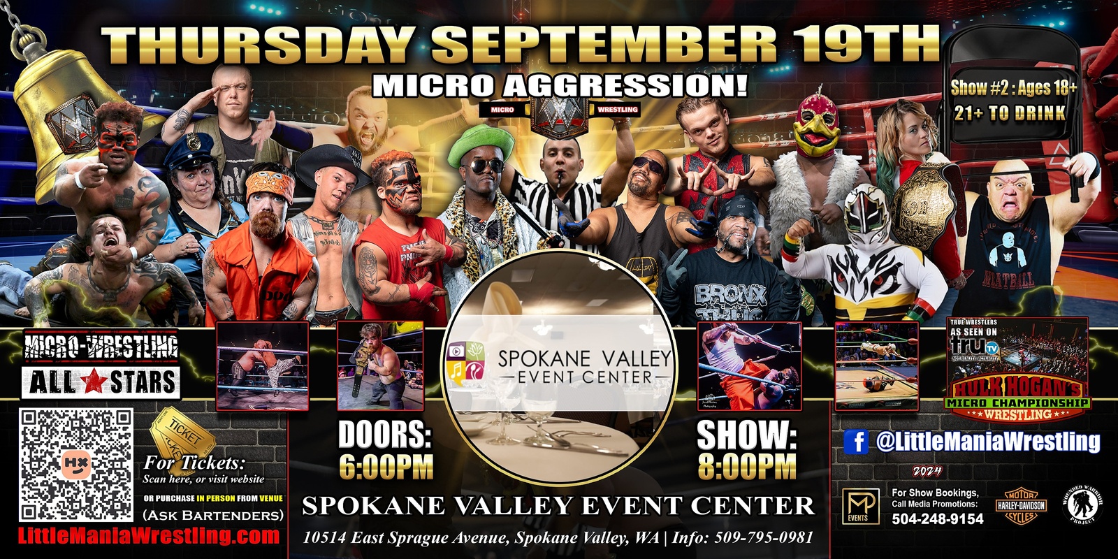 Banner image for Spokane Valley, WA - Micro-Wrestling All * Stars: Show #2 (Ages 18+) - Little Mania Rips Through the Ring!