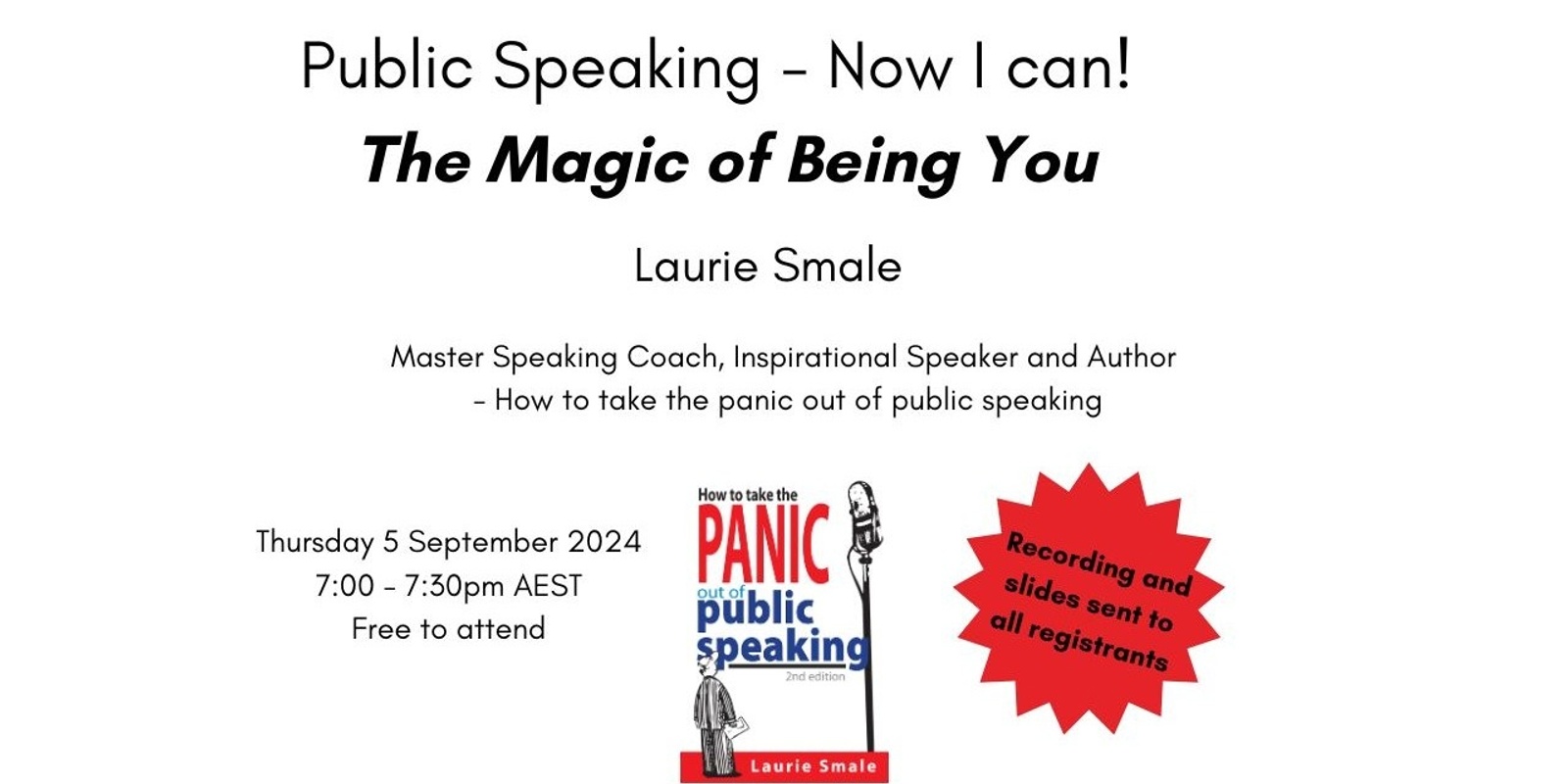 Banner image for Public Speaking - Now I can! The Magic of Being You