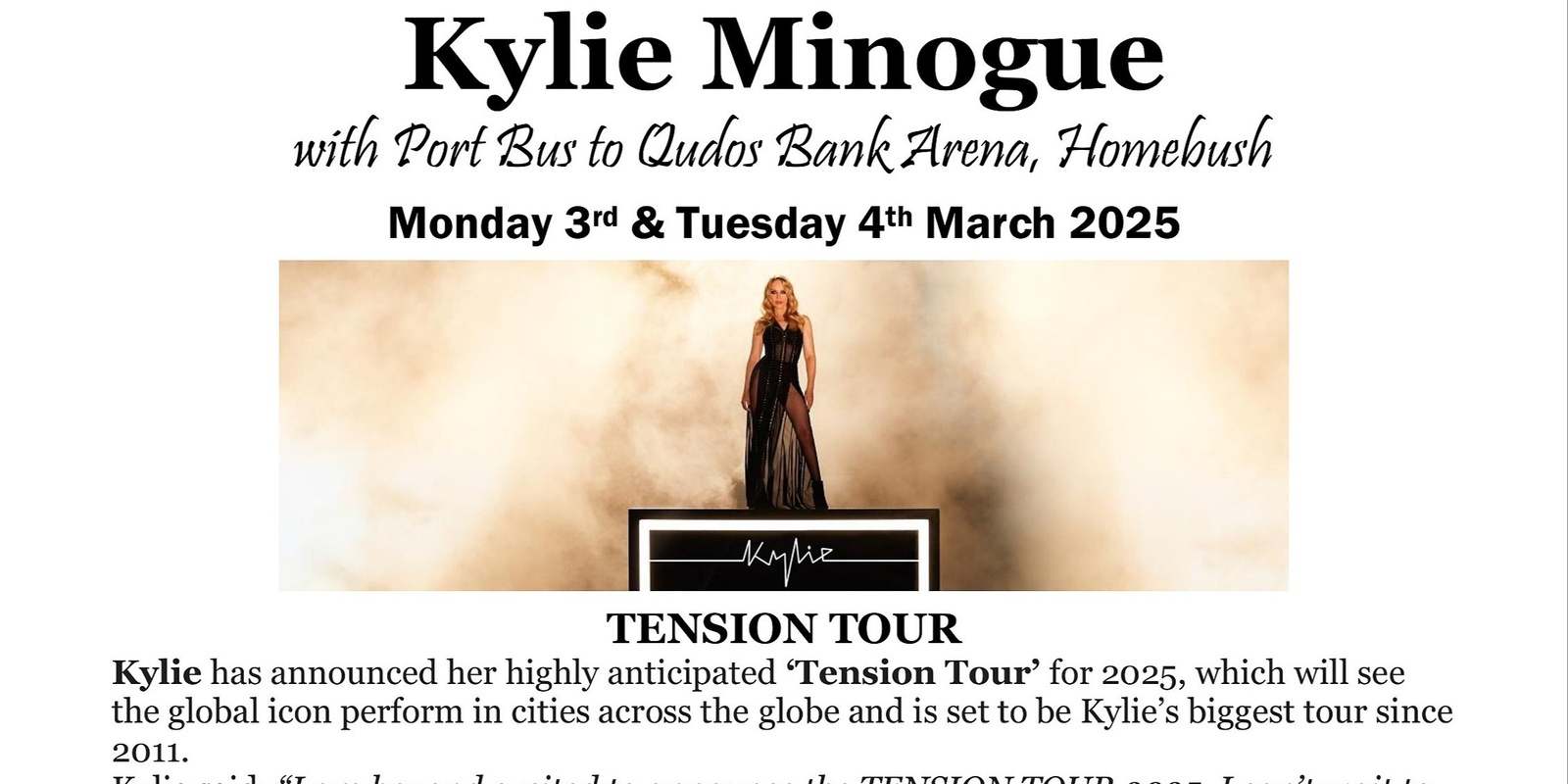 Banner image for  Kylie Minogue with Port Bus