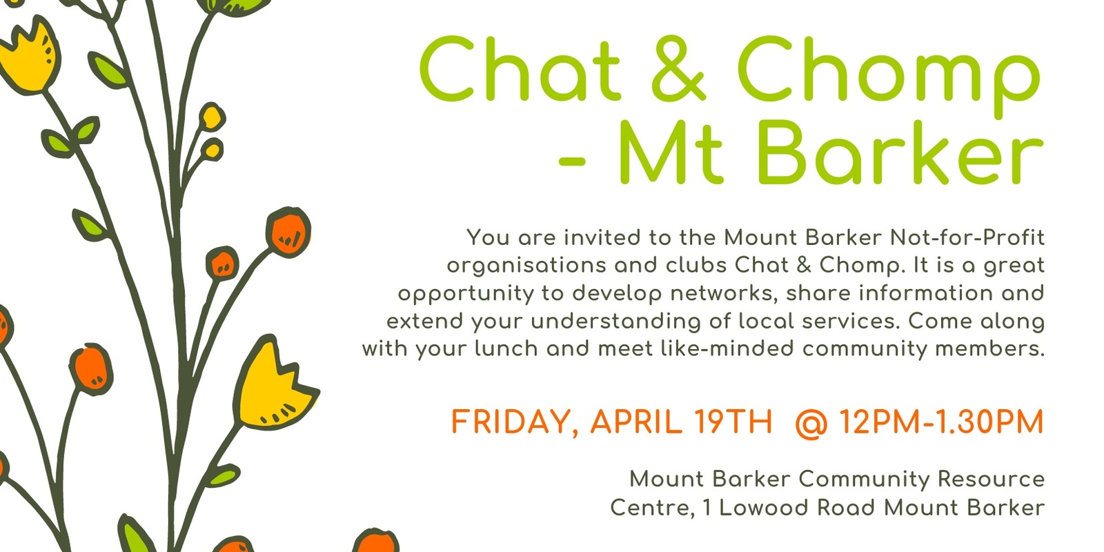 Banner image for Chat and Chomp - Mt Barker