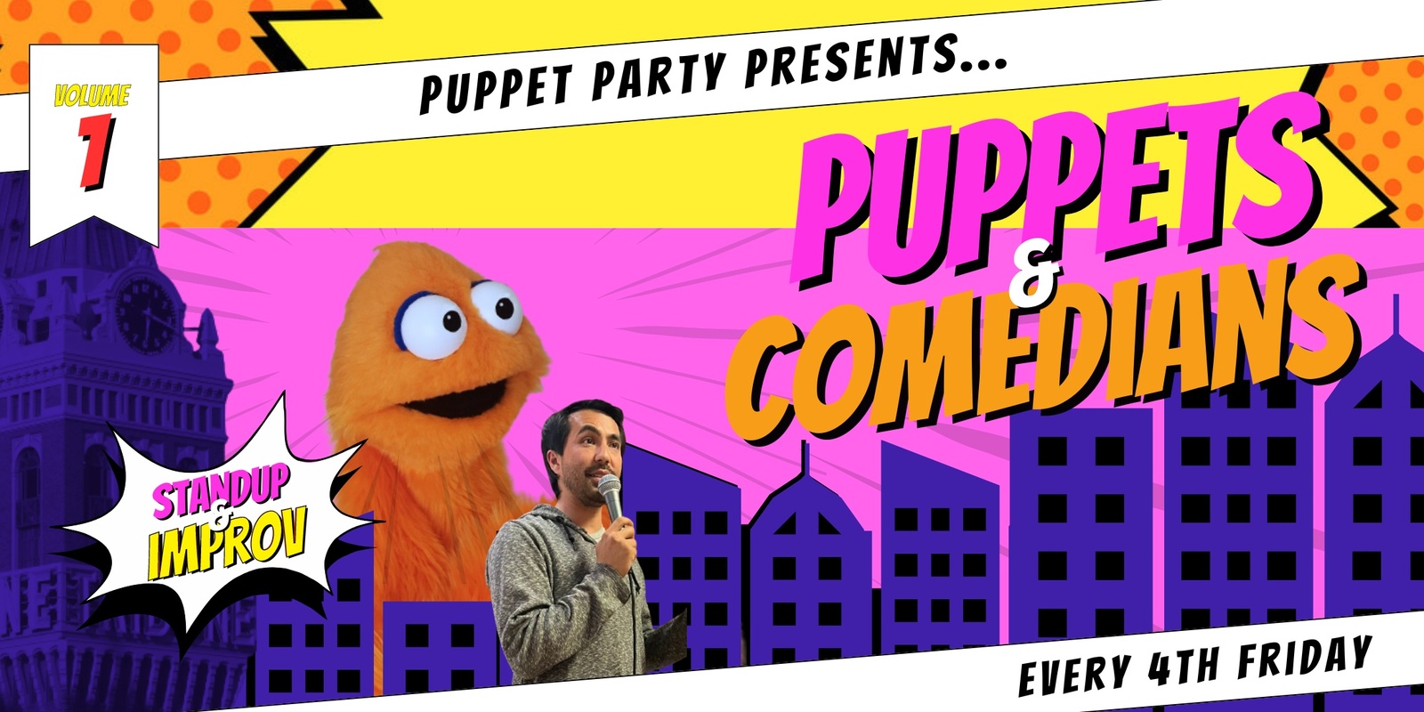 Banner image for Puppet Party presents… Puppets & Comedians