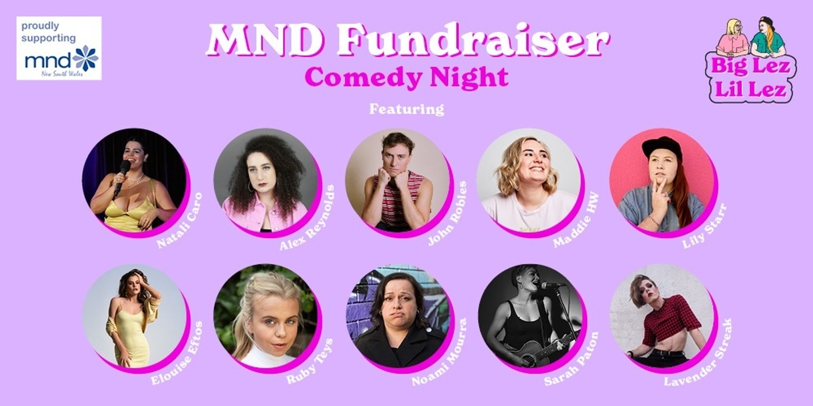 Banner image for MND Fundraiser Comedy Night presented by Big Lez Lil Lez