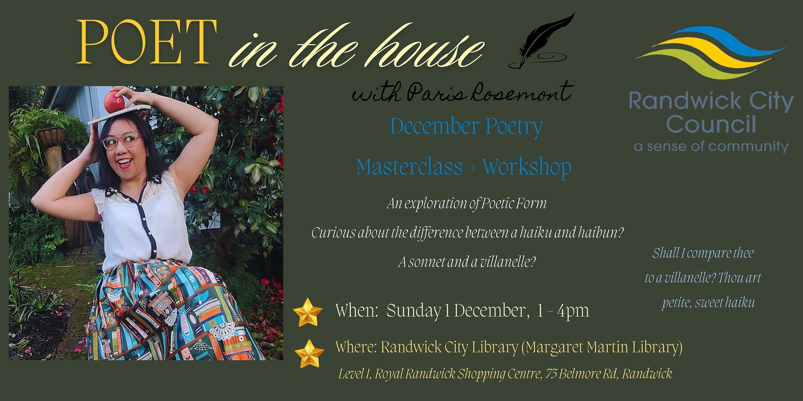 Banner image for Poet in the House (1 December) Poetic Form