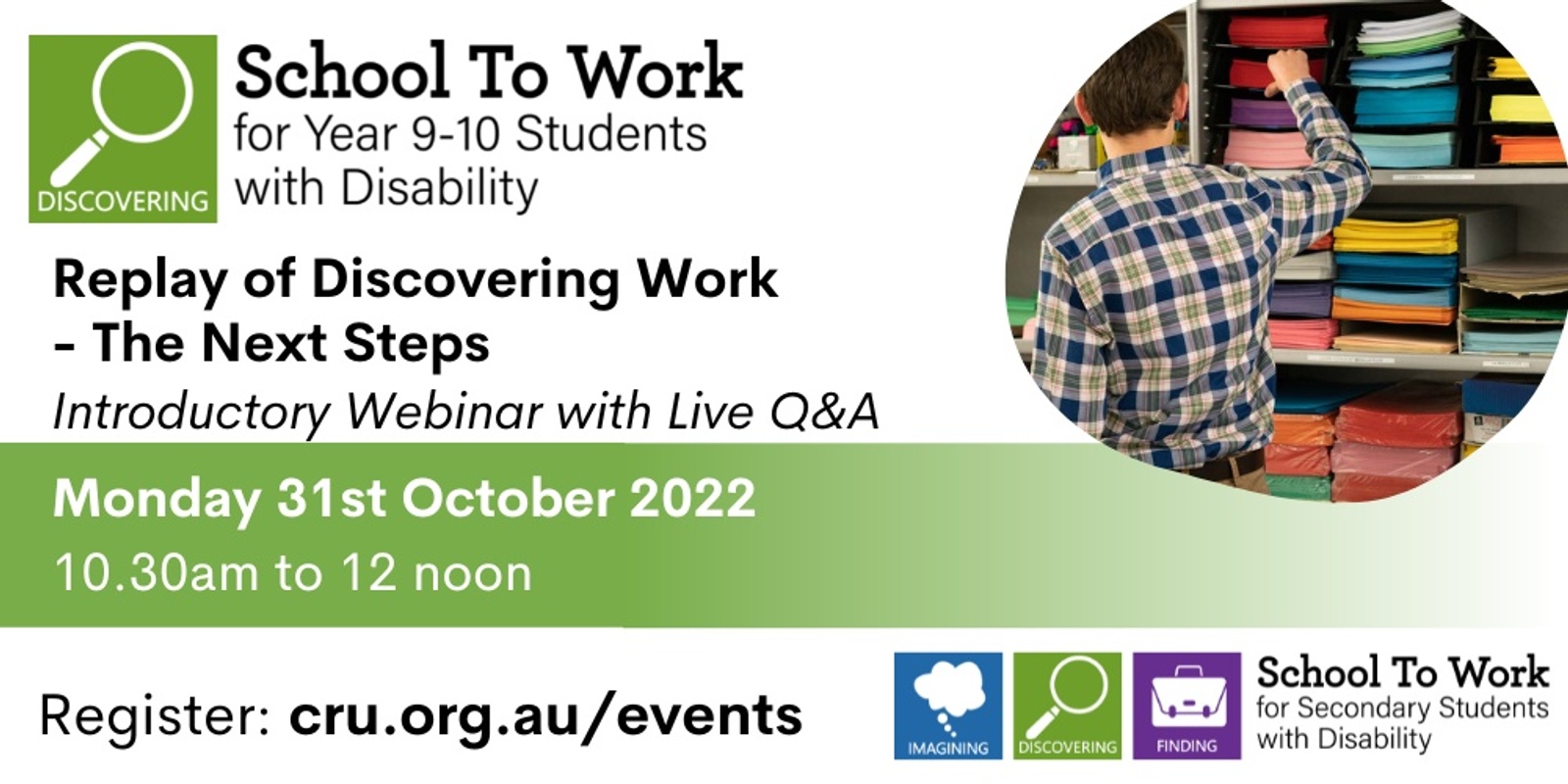 Banner image for Discovering Work - The Next Steps in Years 9 & 10 : 31 October 2022