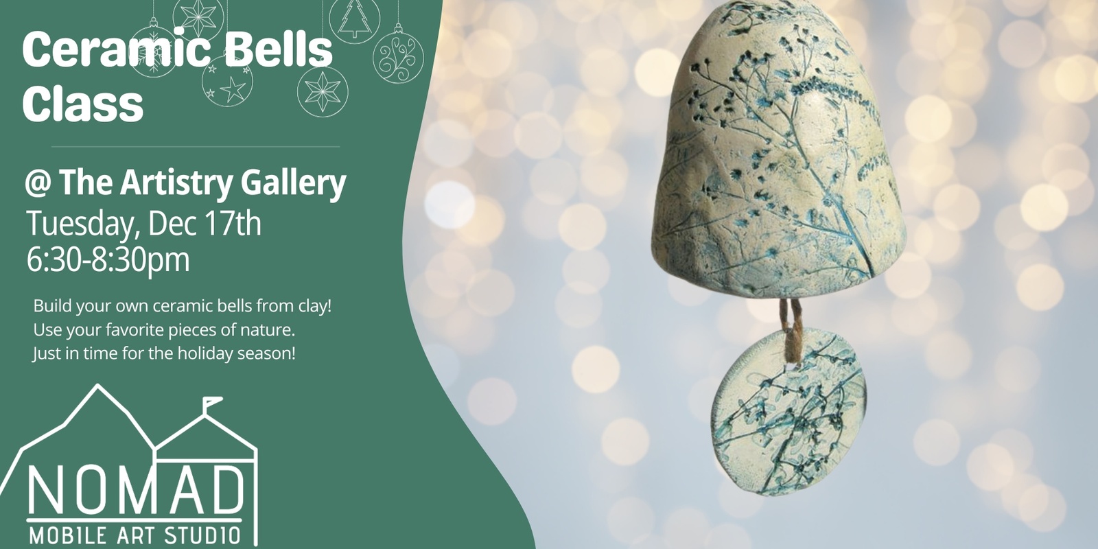 Banner image for Ceramic Bells Class @ The Artistry