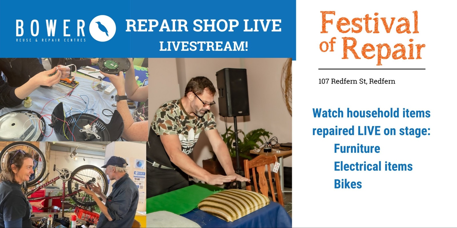 Banner image for Bower Repair Shop LIVESTREAMED!