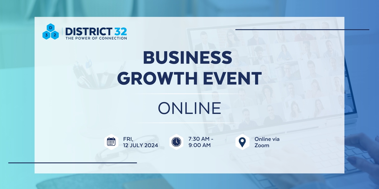 Banner image for District32 Connect Big Online Networking – Perth – Fri 12 July
