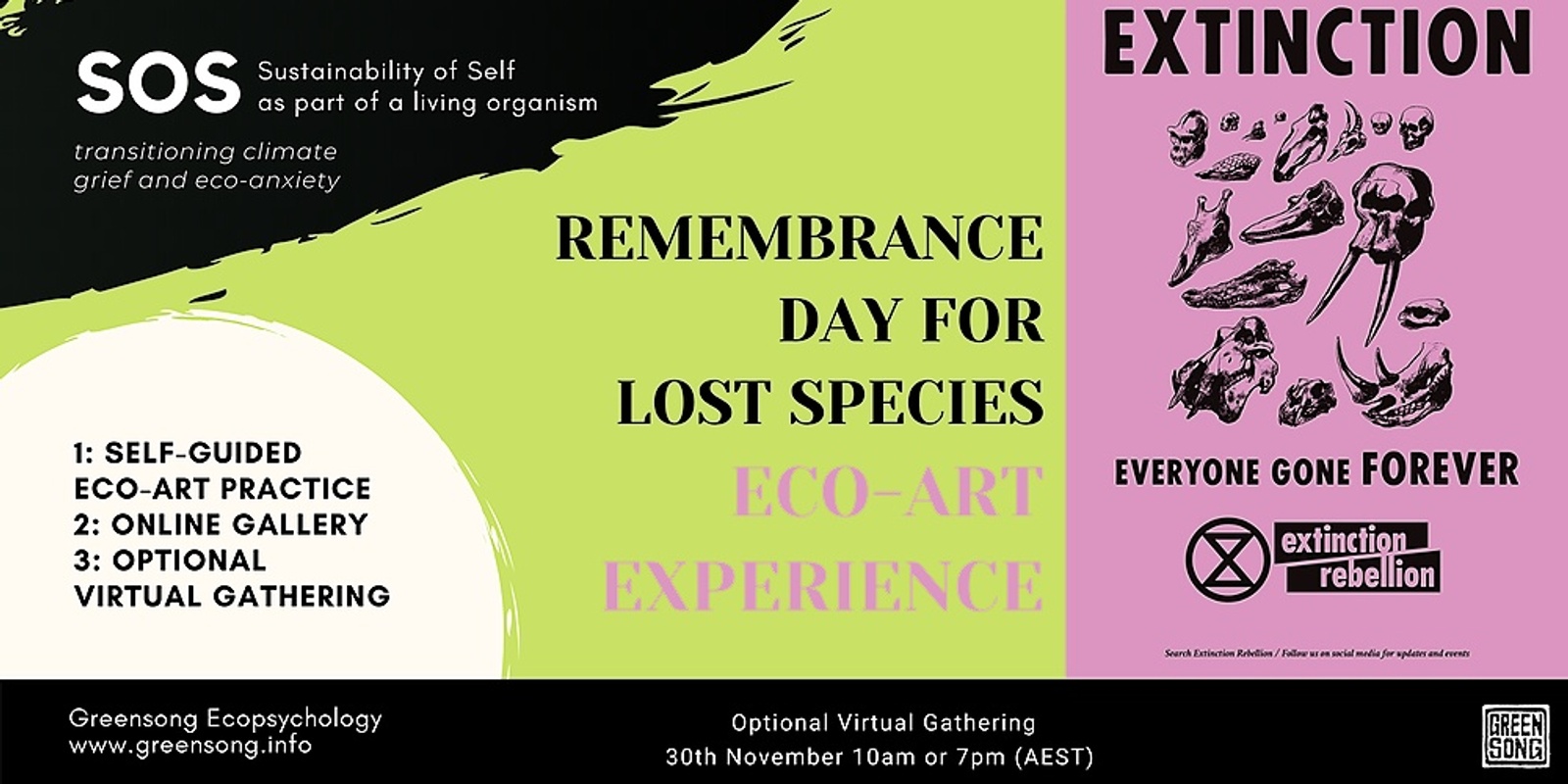 Banner image for Remembrance Day for Lost Species Eco-Art Experience & Gallery (7PM)