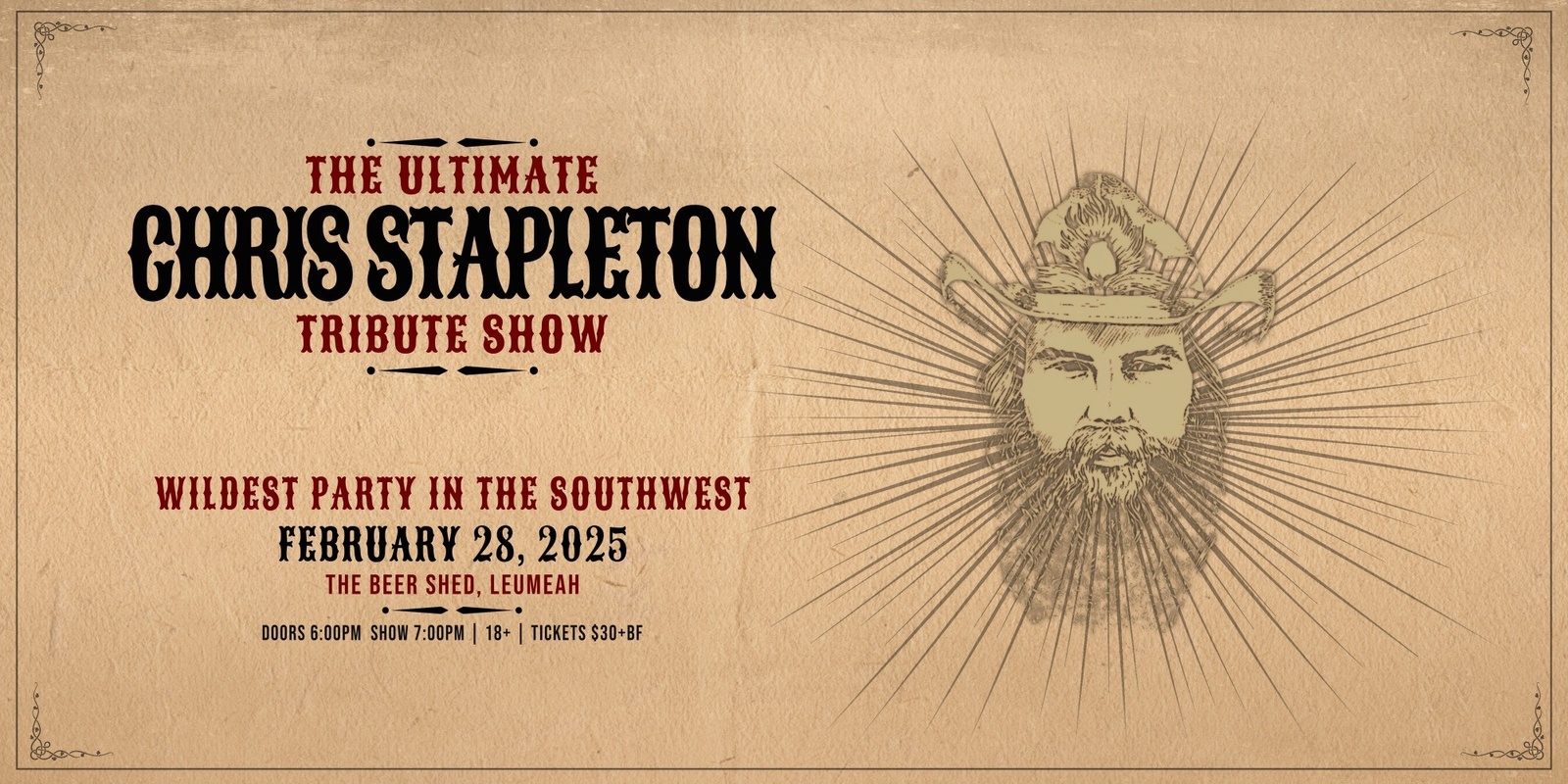 Banner image for The Ultimate Chris Stapleton Tribute Show at The Beer Shed