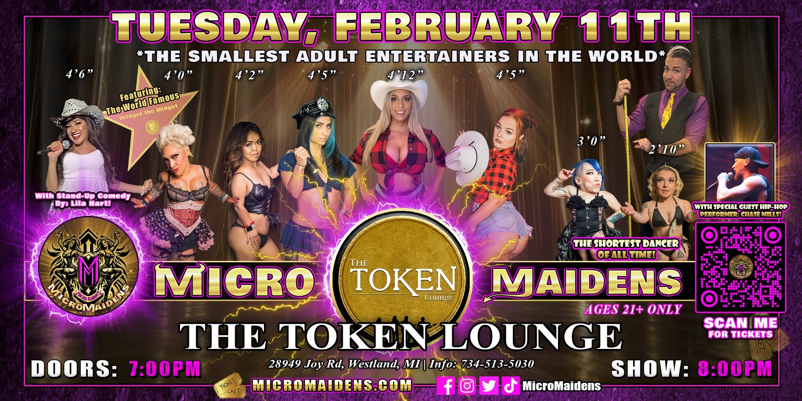 Banner image for Westland, MI - Micro Maidens: Dwarf Dancers @ The Token Lounge #1 "The Only Micro Revue in the World!"