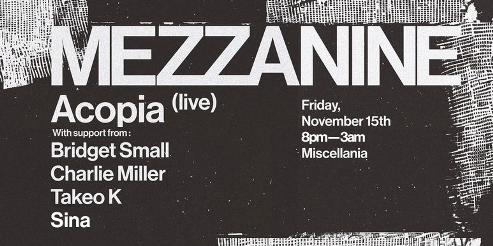 Banner image for MEZZANINE : ACOPIA (live)