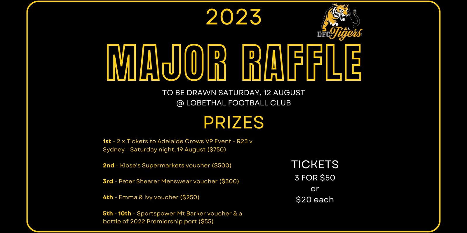 MAJOR RAFFLE 2023 Humanitix