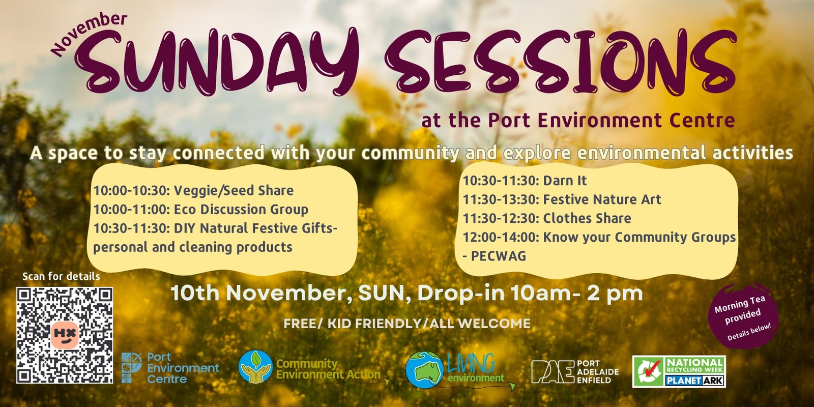 Banner image for November Sunday Session at the Port Environment Centre!