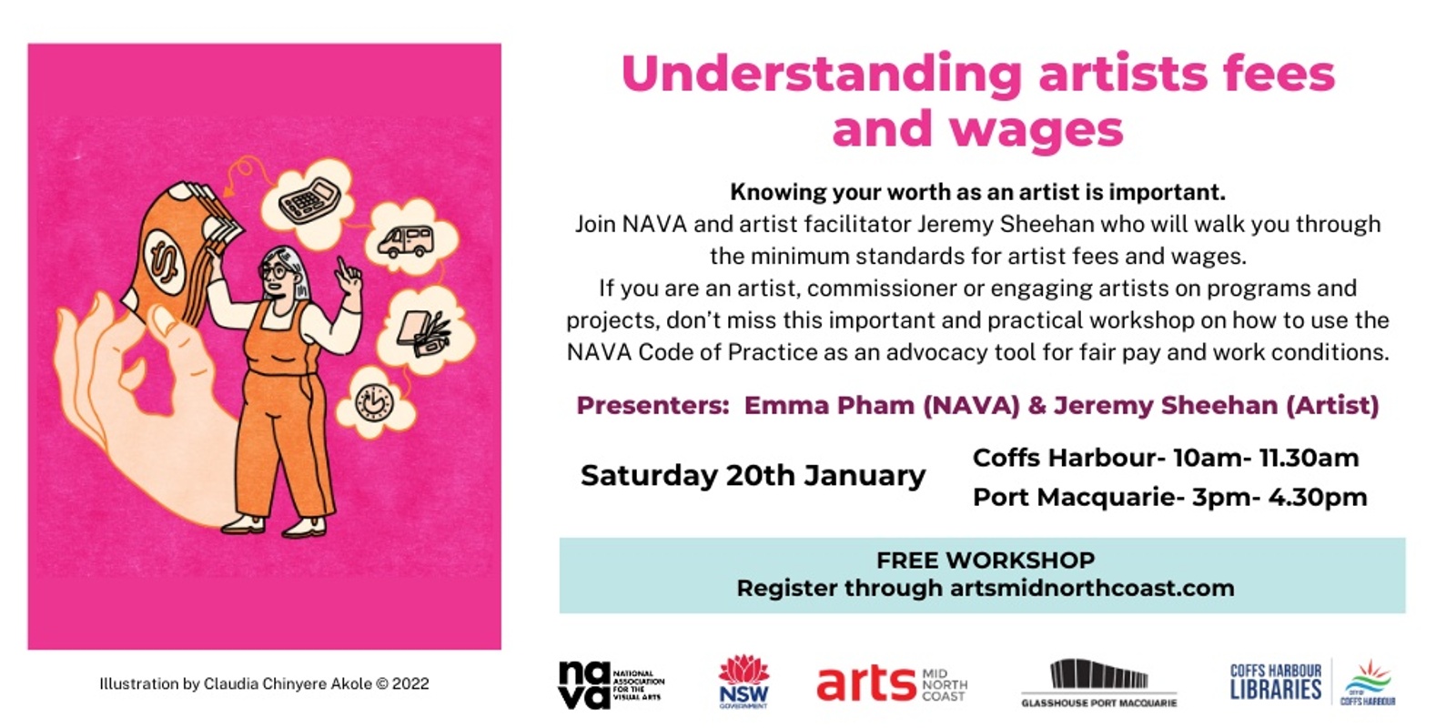 Banner image for Understanding artists fees and wages- a NAVA presentation in Port Macquarie