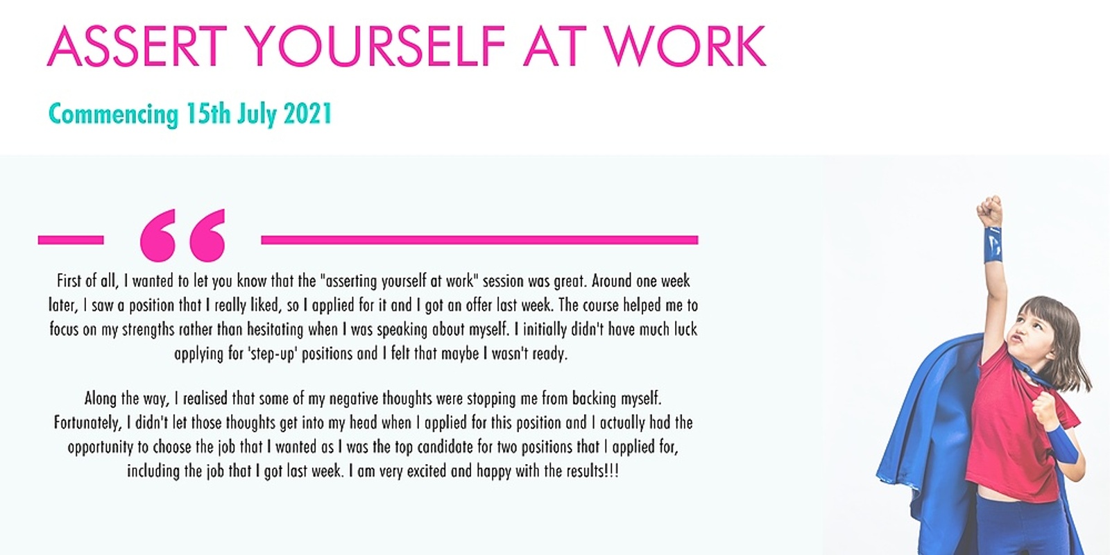 Banner image for Masterclass | Asserting yourself at work