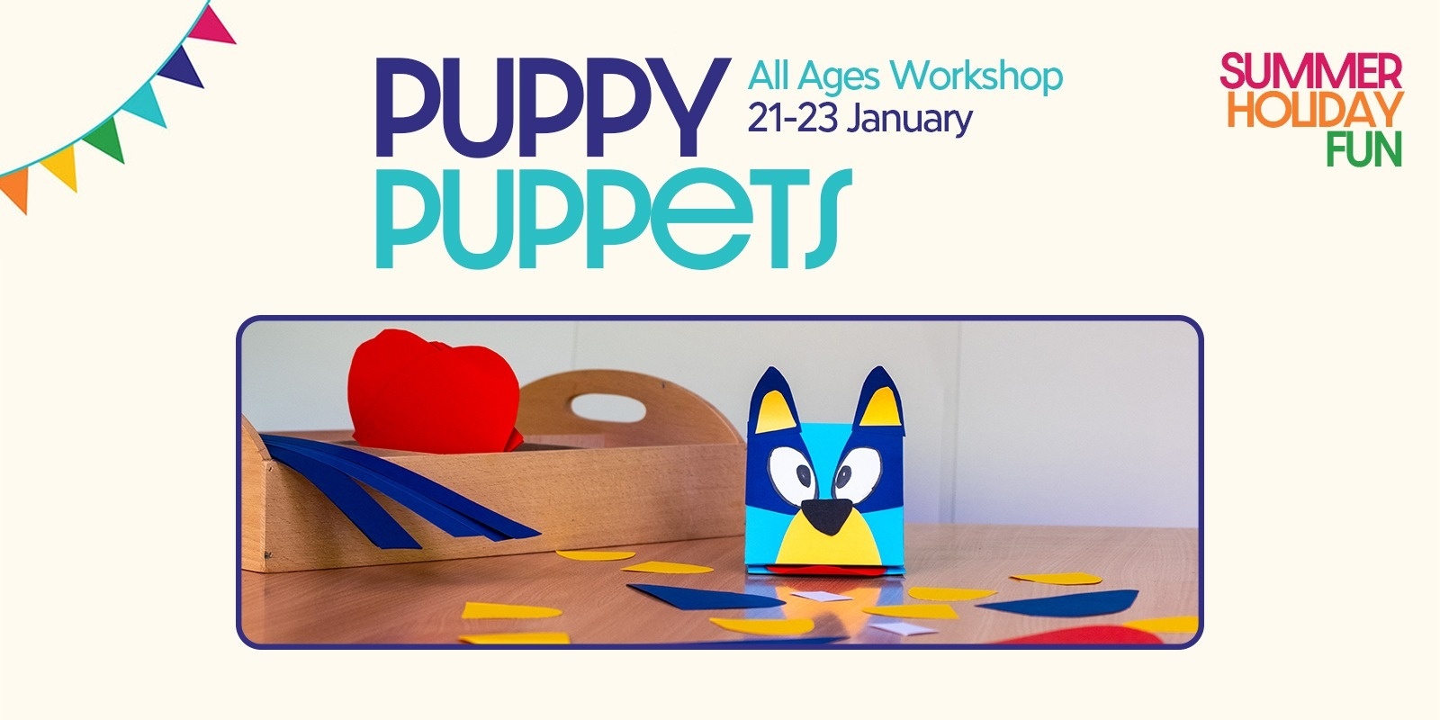 Banner image for KIDS WORKSHOP: Puppy Puppets