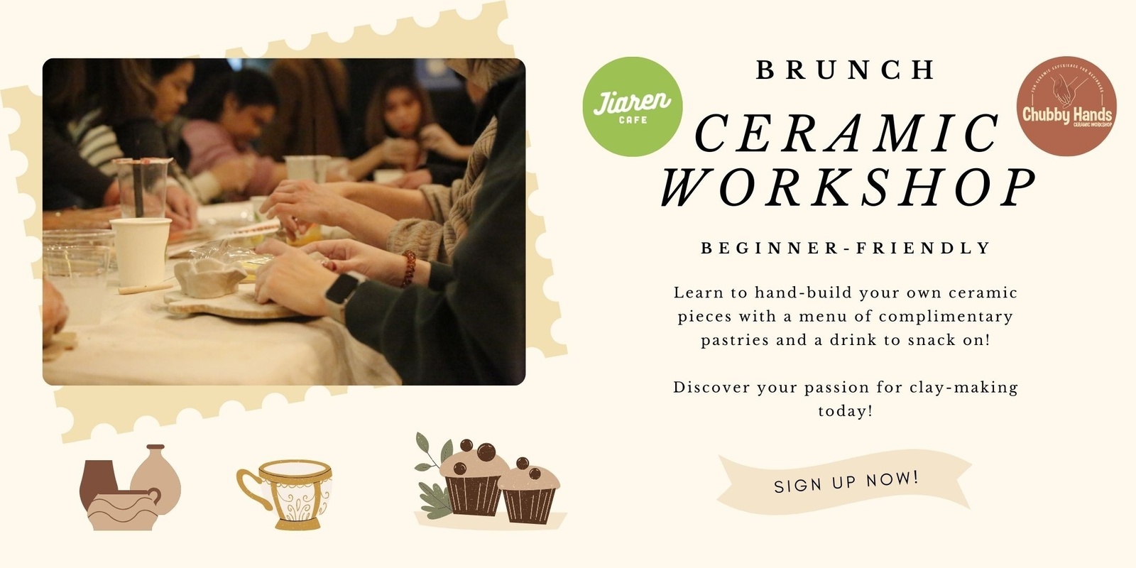 Banner image for Ceramic Artistry Brunch Workshop: Chat, Create, Cheers - Chubby Hands Ceramic