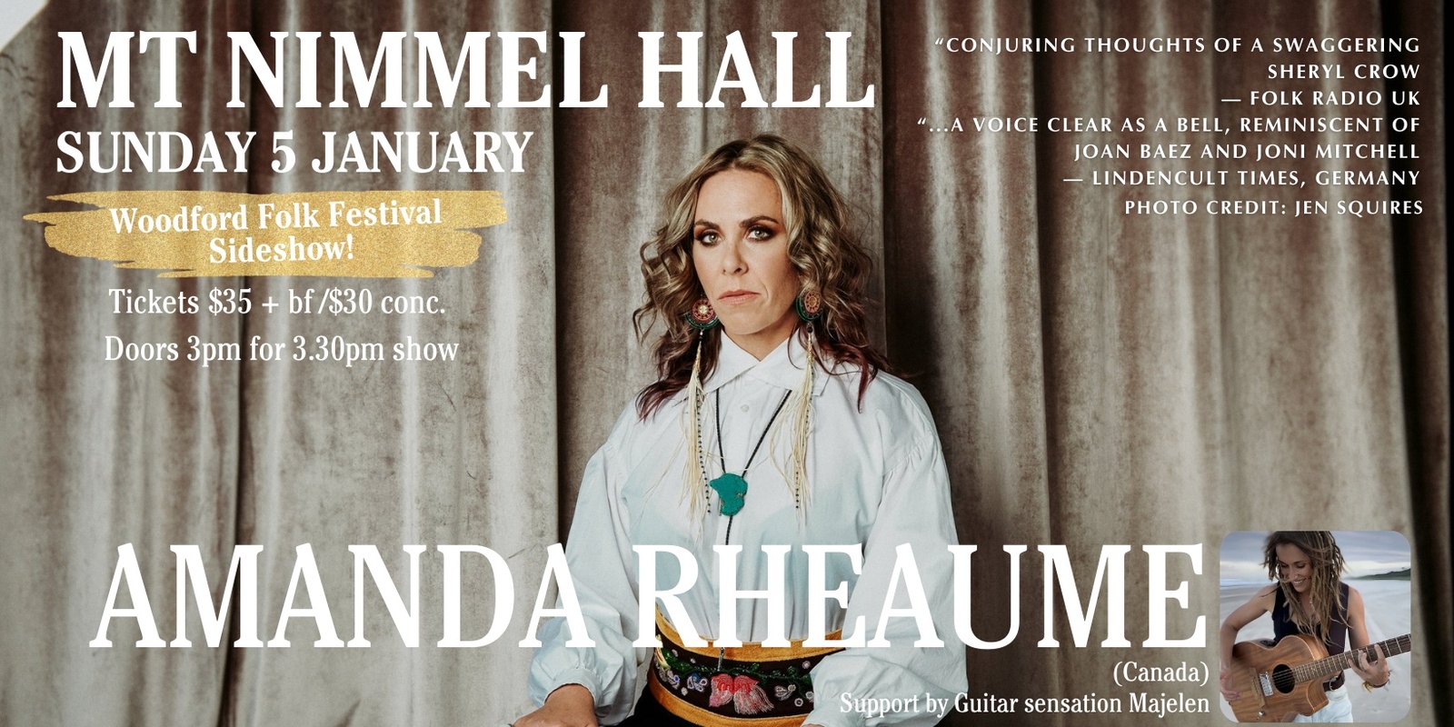 Banner image for Amanda Rheaume (Canada) and Majelen - Mt Nimmel Hall