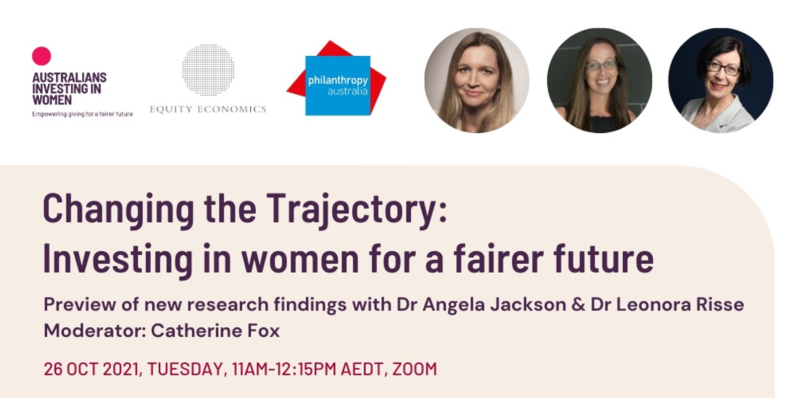 Banner image for Changing The Trajectory – Investing in Women for a Fairer Future