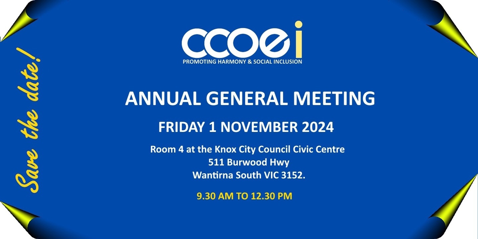 Banner image for Annual General Meeting Friday 1st November 2024