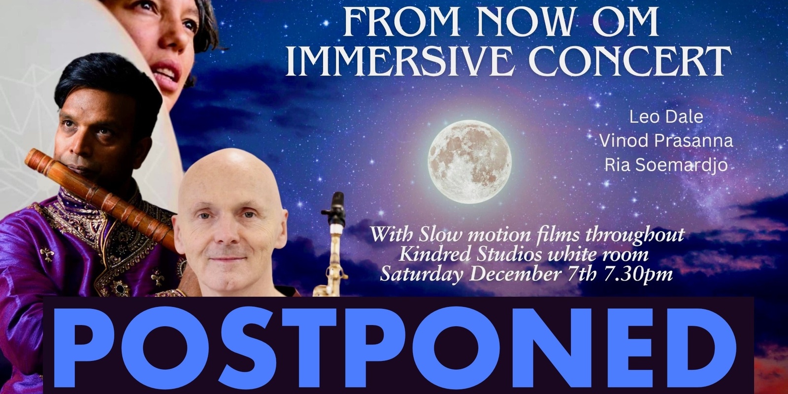 Banner image for POSTPONED - From Now OM with Leo Dale, Vinod Prasanna and Ria Soemardjo