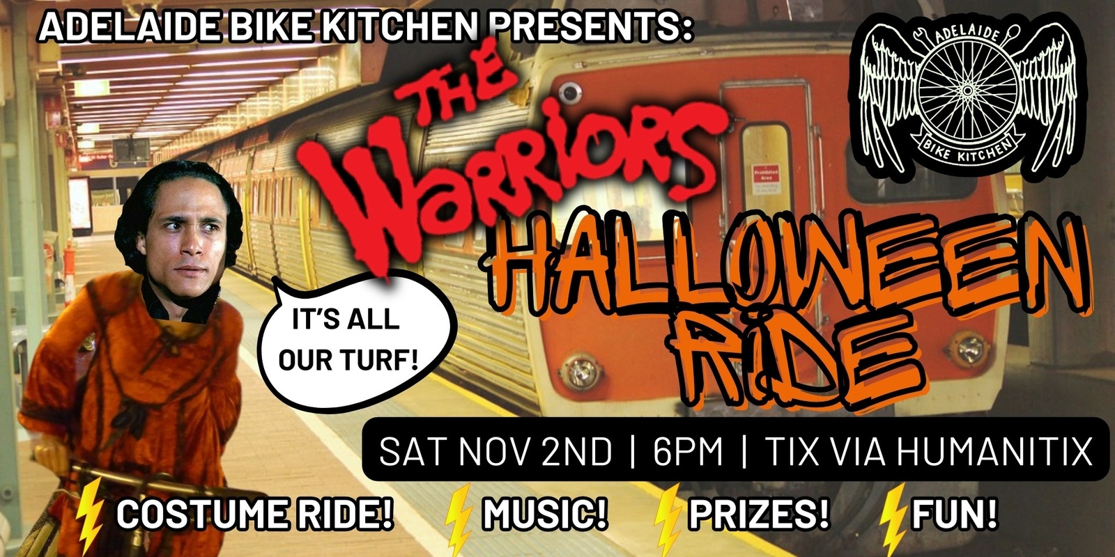 Banner image for Adelaide Bike Kitchen Halloween Ride 2024 - The Warriors Edition