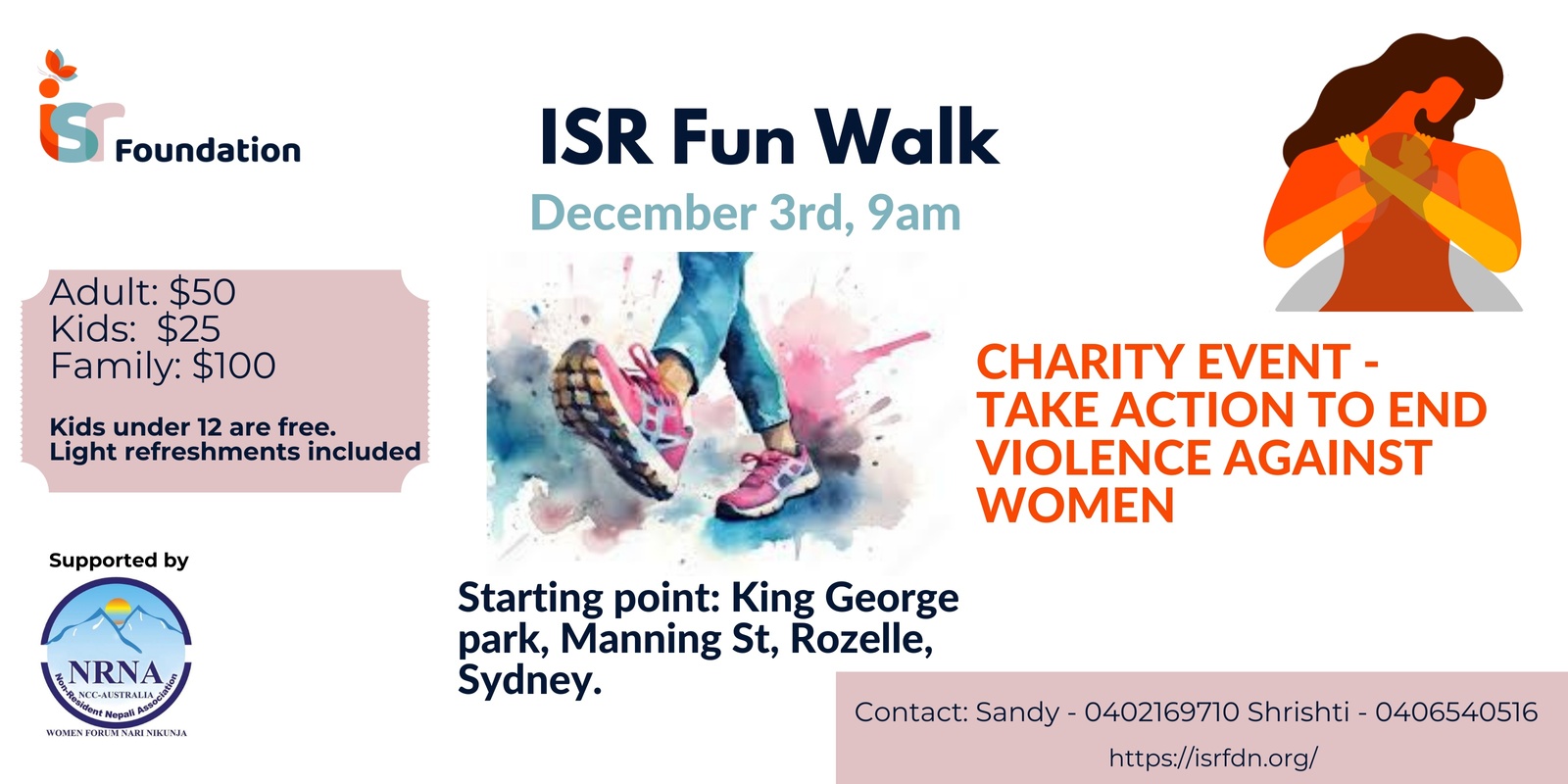 Banner image for ISR Fun Walk to end violence against women