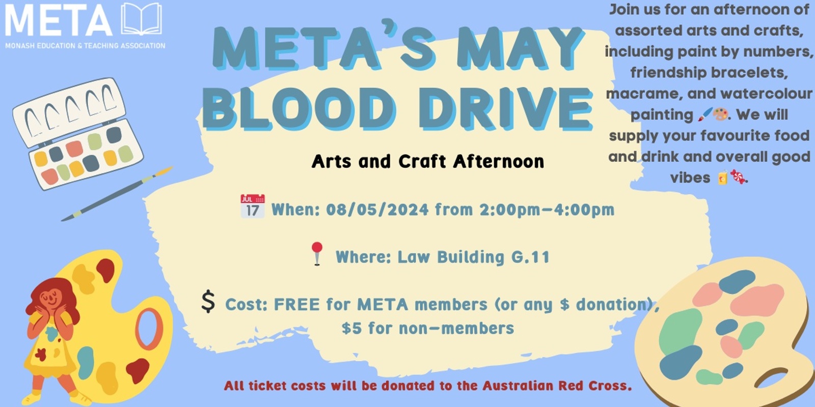 Banner image for META's May Blood Drive - Craft-a-noon