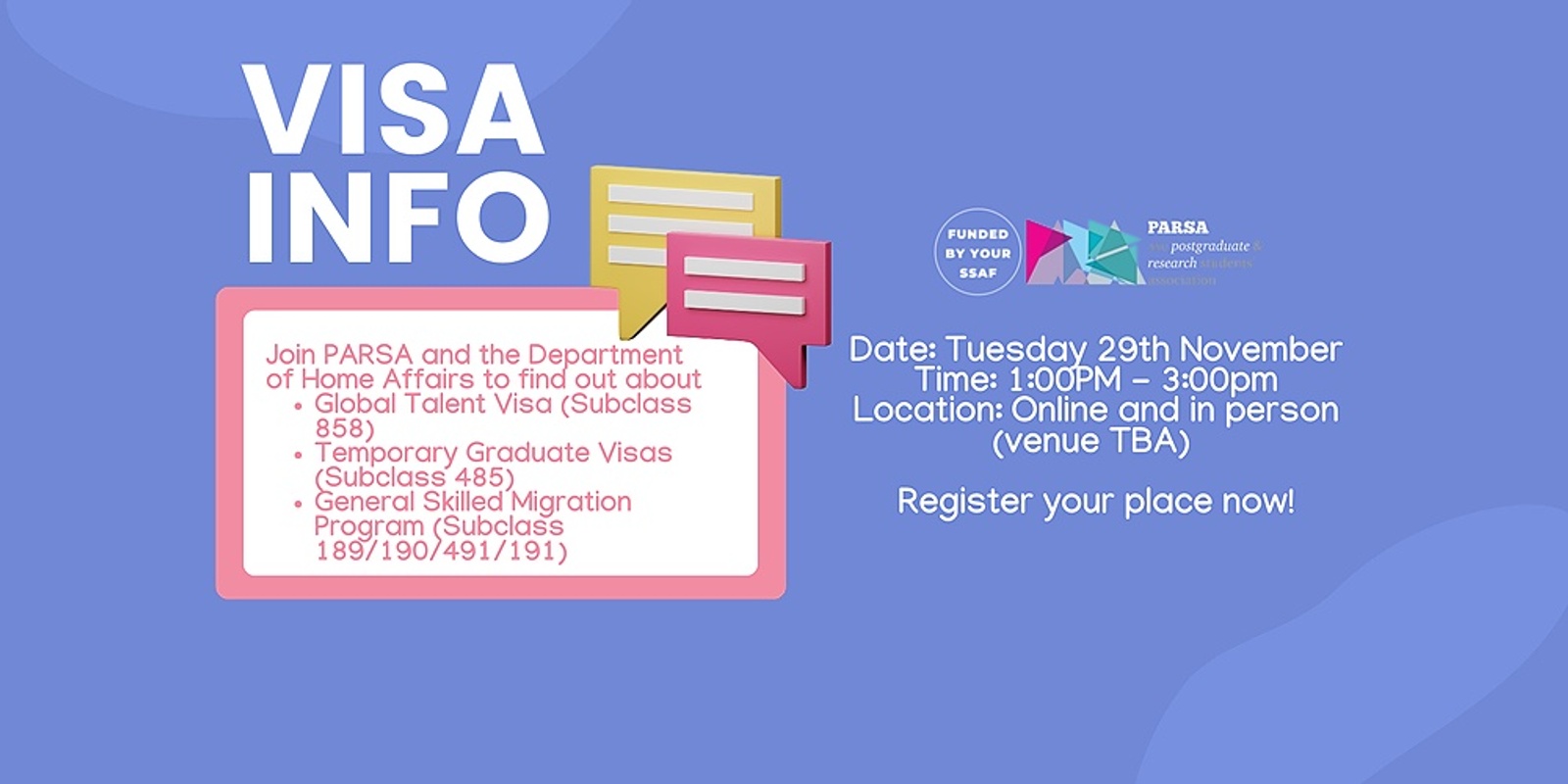 Banner image for PARSA Visa Information Session