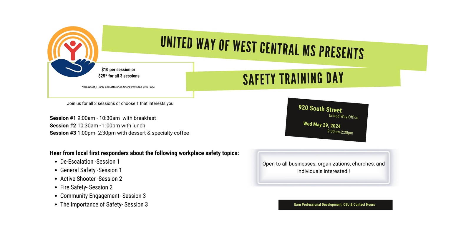Banner image for United Way of West Central MS Safety Training Day