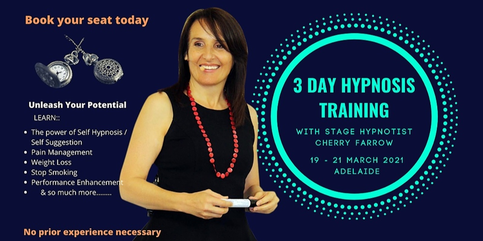 Banner image for 3 day Hypnosis Training with Stage Hypnotist Cherry Farrow