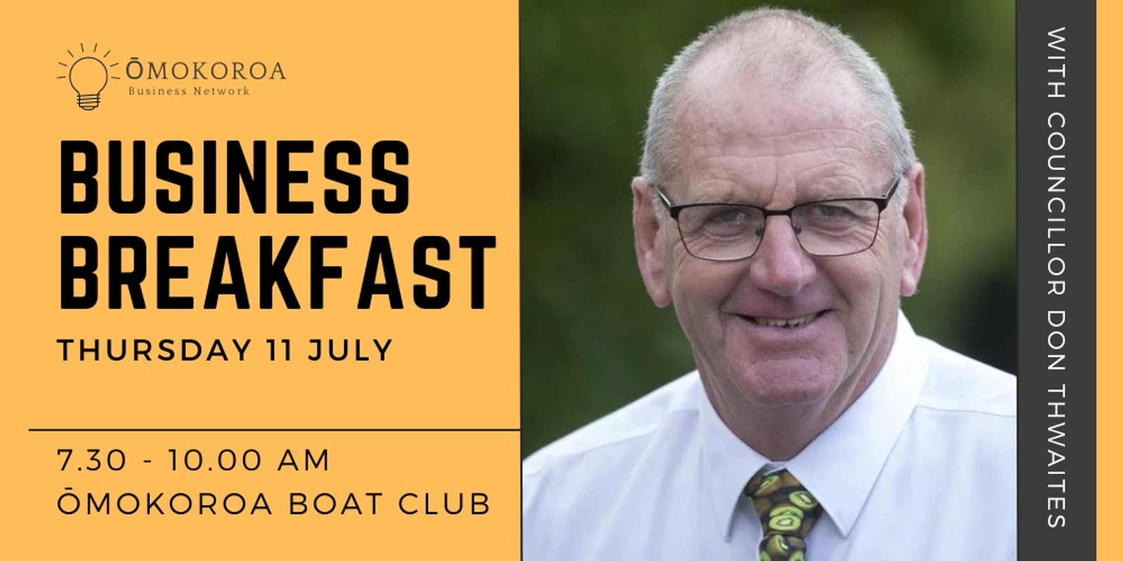 Banner image for OBN Business Breakfast with speaker Councillor Don Thwaites